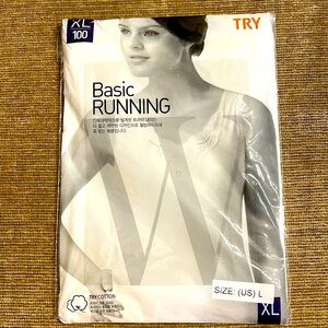 TRY  100%cotton white tank top with lace detail size L new